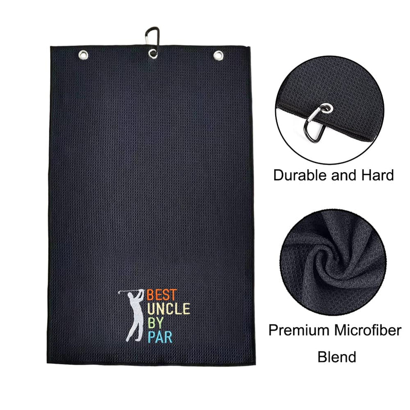 [Australia - AusPower] - DYJYBMY Best Uncle by Par Golf Towel, Embroidered Golf Towels for Golf Bags with Clip, Golf Gifts for Men Women, Birthday Gifts for Golf Fan, Retirement Gifts 