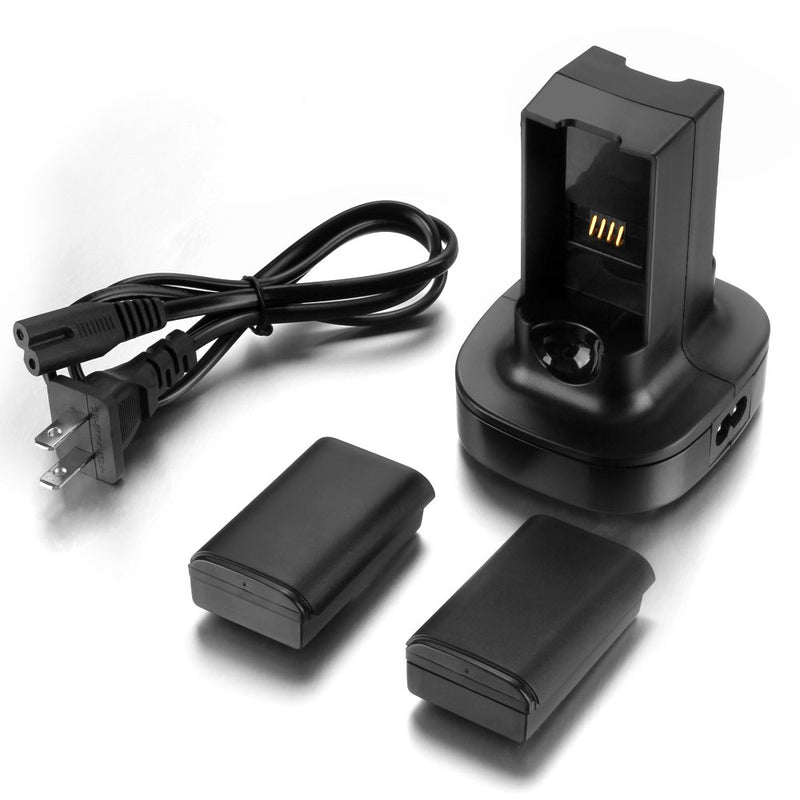 [Australia - AusPower] - for Xbox 360 2 Pack Rechargeable Battery Pack with Dual Charging Station Dock Charger Stand Base 