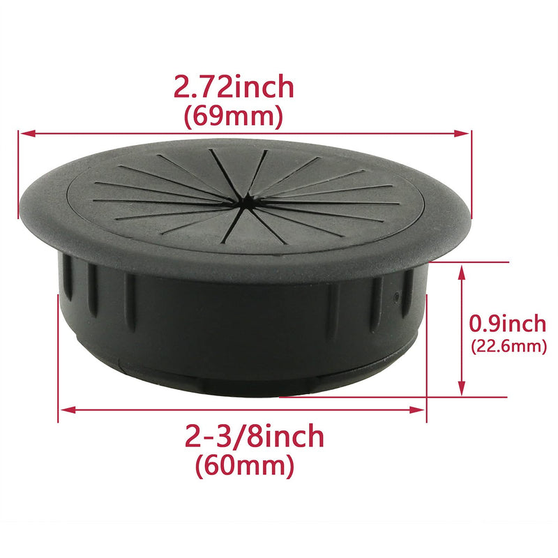 [Australia - AusPower] - HJ Garden 2PCS 60mm Flexible Desk Grommet Desk Cord Grommets Wire Cable Hole Cover for Office PC Desk Cable Cord Cover, Black 