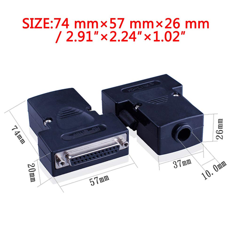 [Australia - AusPower] - ANMBEST 2PCS DB25 Solderless Connector, RS232 D-SUB Serial to 25-pin Port Terminal Female Adapter Breakout Board with Case Long Bolts Nuts 2PCS Female 