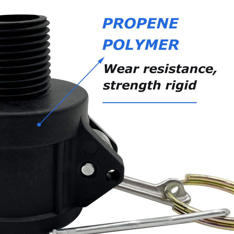 [Australia - AusPower] - BITOTU 2PCS Camlock Fittings Poly Standard Couplings Cam lock Fittings Polypropylene Cam Groove Fitting (1 inch, Type B) 1 Inch 