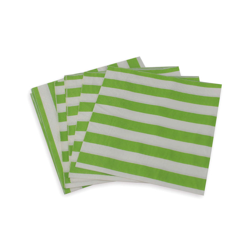 [Australia - AusPower] - Disposable Green Striped Napkins - 100 Count Birthday Party Paper Napkins 13x13inch Green Stripes 