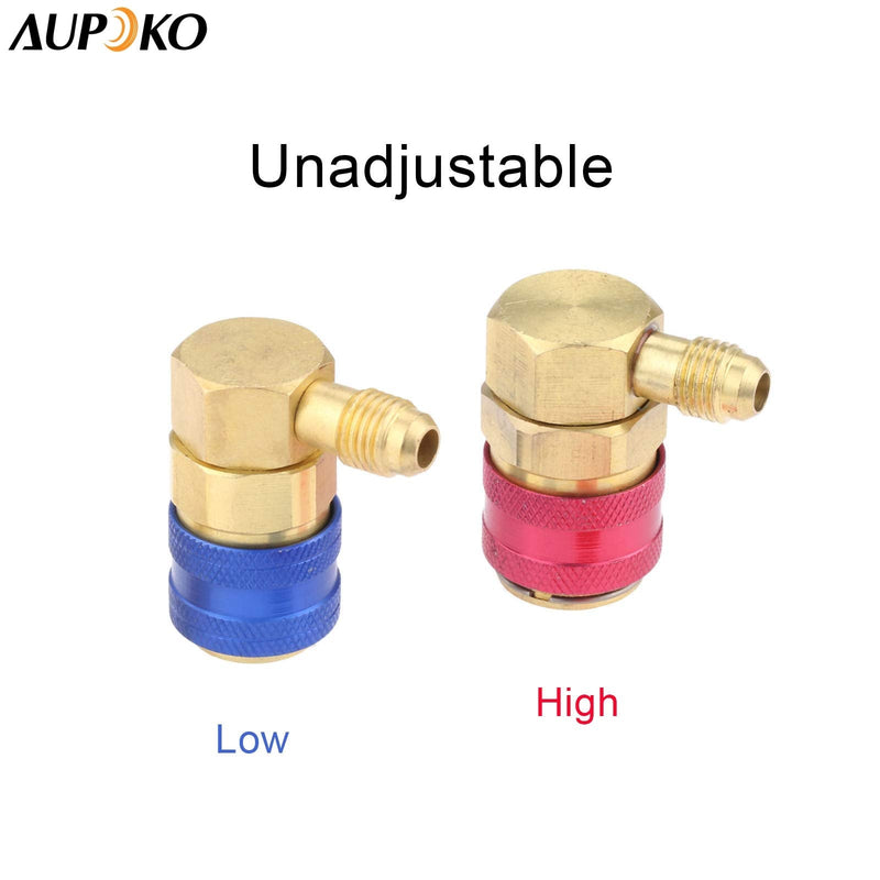 [Australia - AusPower] - R12 to R134A Conversion Quick Connect Coupler Kit, High/Low Side 90 Degree Angle Quick Coupler Manifold Gauge Set with R134A 1/2" Female x 1/4" SAE Male Tank Adapter 