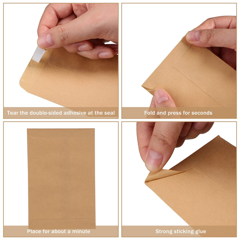 [Australia - AusPower] - 150 Pieces Seed Envelopes Money Envelopes for Cash Kraft Coin Envelopes Self-adhesive Small Envelopes Packet with Gummed Flap Paper for Home Garden, 3.2 x 4.7 Inch 