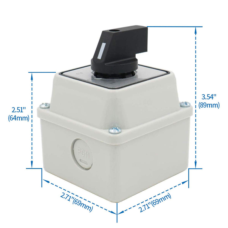 [Australia - AusPower] - Baomain Universal Rotary Changeover Switch SZW26-20/D202.2D with Master Switch Exterior Box 660V 20A 3 Position 2 Phase 