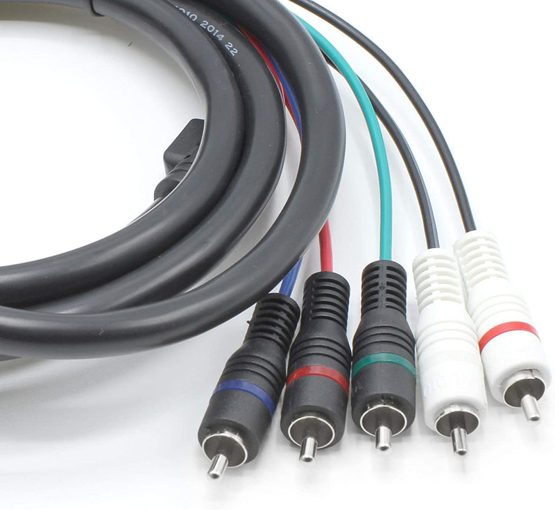 [Australia - AusPower] - 6 Feet - 5 RCA Component Video Cable with Audio Composite Cables - 5 Part Component Cable for 480i, 480p, 720p, and 1080i - 6 ft Audio Video RGB Cord - YPbPr TV Cable - 6 Foot (1.8 Meter), 1 Pack 6 Feet (1.8 Meter) 1 Pack Red/Green/Blue/Red/White 