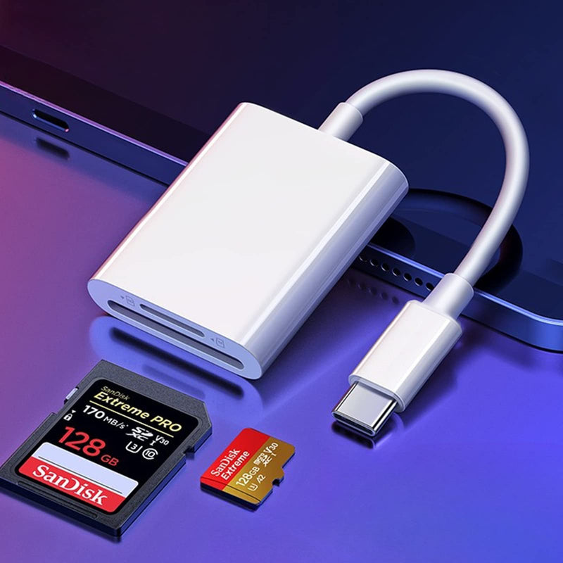 [Australia - AusPower] - SD Card Reader for Android, Micro SD Card to USB Adapter, USB C SD Card Reader for Camera Memory Card Reader, Wansurs SD Card Reader for PC Phone Pads (3 in 1, White) 