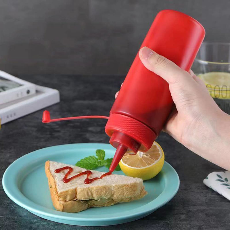 [Australia - AusPower] - Condiment Squeeze Bottles(3Pcs-13.5oz),with Leak-Proof Cap and Scale Line.Plastic Squeeze Squirt Bottles for Sauces, Ketchup,Mustard,Oil, Salad and More. 