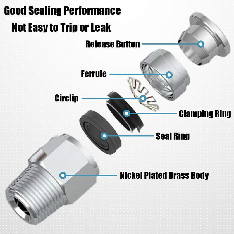 [Australia - AusPower] - Jienk 5PCS Pneumatic Male Straight 1/2" Tube OD x 3/8" NPT Thread Push to Connect Air Fittings, Quick Connector for Air Ride Air Horn Air Compressor 1/2"OD x 3/8"NPT 5 