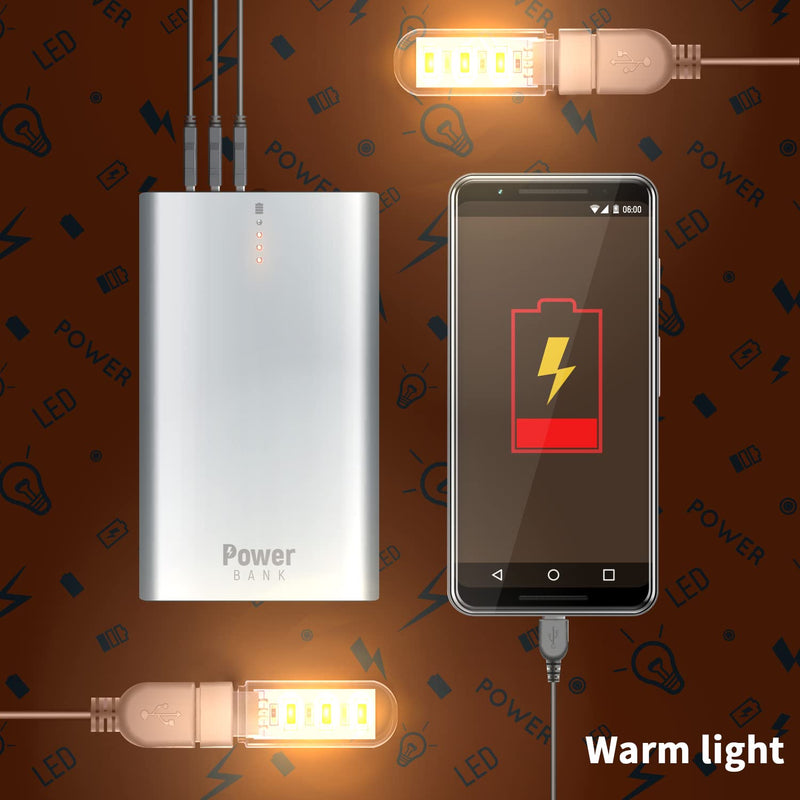 [Australia - AusPower] - V Telesky 5 Pack USB Light,Night Light Plug in USB Reading Light LED Protable Night Light ,USB Shape 3 LED Light（Warm Light） 