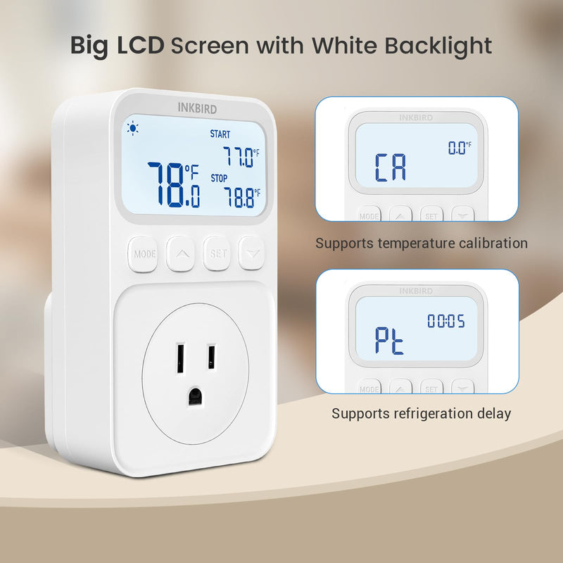 [Australia - AusPower] - INKBIRD Digital Thermostat Outlet Temperature Controller Outlet Socket Heating/Cooling Control 1200W 10A Backlit Display 