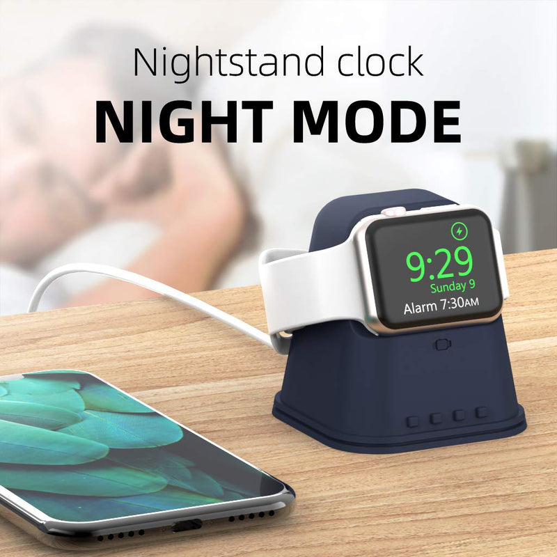 [Australia - AusPower] - AOJUE iWatch Stand Silicone Charging Dock Holder Accessories for Apple Watch Series 7/6/5/4/3/2/1/SE(45/44/42/41/40/38mm), Supports Nightstand Mode【Adapters NOT Included】-AJGJZJ003-Blue 