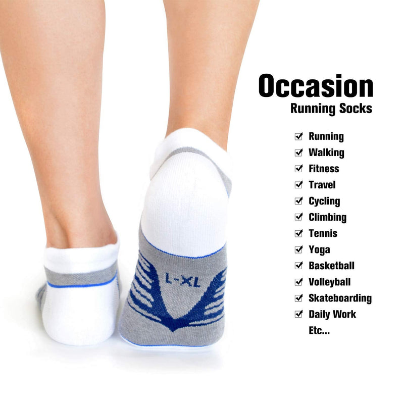 [Australia - AusPower] - Compression Ankle Cushioned Running Sport Socks for Men Women, Busy Socks Low Cut Arch Support Tab Athletic Socks 3 Pairs 002# Light Grey Small-Medium 