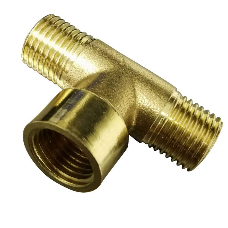 [Australia - AusPower] - Metalwork Brass Pipe T Fitting, Female Branch Tee, 1/4" BSP Male x 1/4" BSP Male x 1/4" BSP Female ( Pack of 2) 1/4" Male x 1/4" Male x 1/4" Female 
