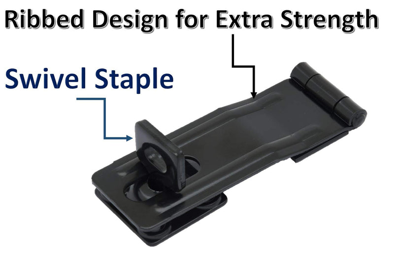 [Australia - AusPower] - QCAA HASP and Swivel Staple, 3-1/2", Steel, Black, 1 Pack, Made in Taiwan Black-(3-1/2") 