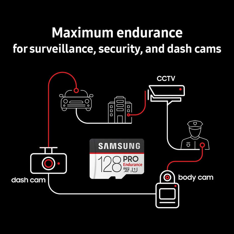 [Australia - AusPower] - Samsung PRO Endurance 128GB 100MB/s (U1) MicroSDXC Memory Card with Adapter (MB-MJ128GA/AM) Standard 