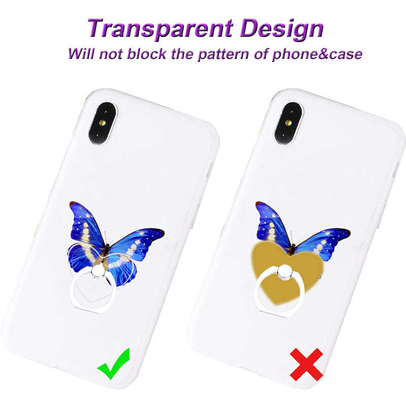 [Australia - AusPower] - TACOMEGE Transparent Clear Phone Holder Ring Grips, Finger Ring Stand for Cell Phone Tablet (Heart-Clear) 