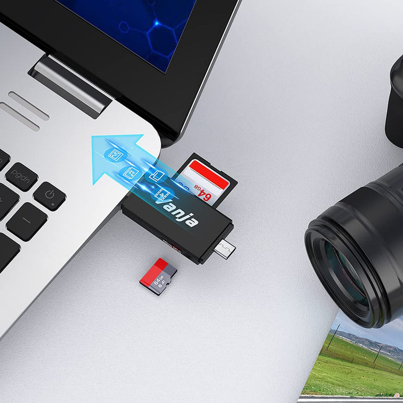 [Australia - AusPower] - Vanja USB Type C SD Card Reader, USB 3.0 Micro SD Card Reader Adapter Used for SD-3C SD Micro SD TF SDXC SDHC MMC RS-MMC Micro SDXC Micro SDHC UHS-I 