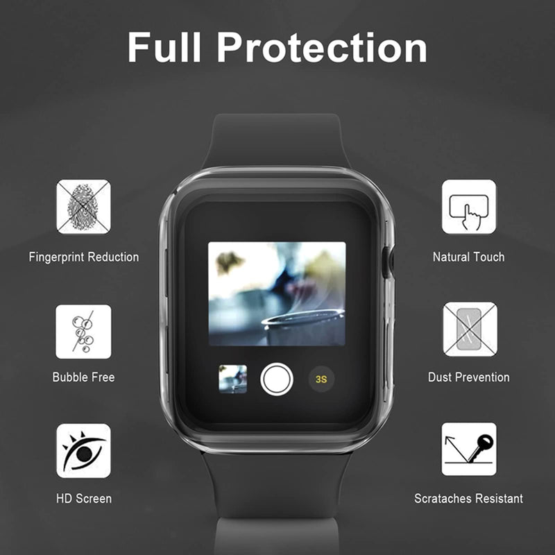 [Australia - AusPower] - Sobrilli Full Coverage Case with Tempered Glass Screen Protector Compatible with iWatch 38mm Series 3/2/1, Hard PC Bumper Case Protective Cover Frame Compatible with iWatch 38mm (Black) 38 mm Black 