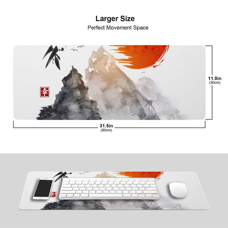 [Australia - AusPower] - Japanese Bamboo Sun Ink Gaming Mouse Pad Large XL Desk Mat Long Extended Pads Big Mousepad Keyboard Home Office Decor Accessories for Computer Pc Laptop Japanese Painting 