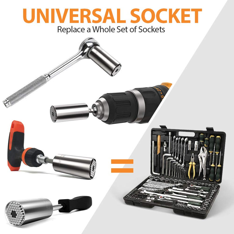 [Australia - AusPower] - Super Universal Socket Tools Gifts for Men - Christmas Stocking Stuffers Mens Gift Socket Set with Power Drill Adapter(7-19 MM) Cool Stuff Gadgets for Men Women Birthday Gift for Dad Fathers Husband 1 