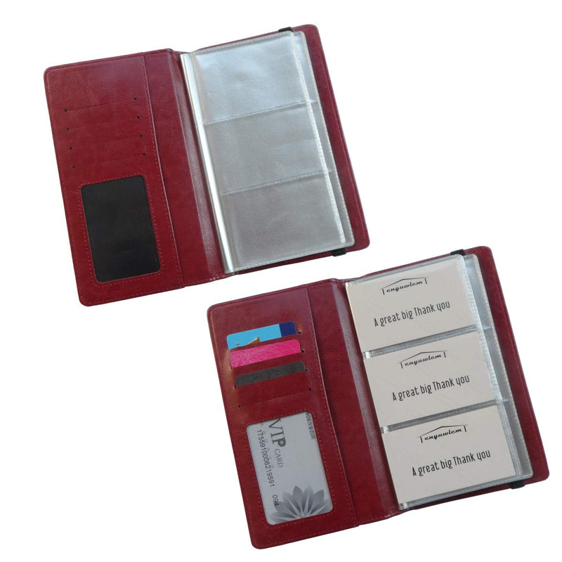 [Australia - AusPower] - Enyuwlcm PU Leather Business Card Book Organizer Journal Name Card Book Holder with Elastic Closure Hold 240 Cards Wine Red 
