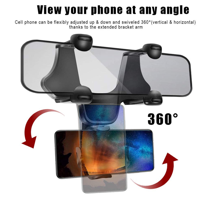 [Australia - AusPower] - Phone Car Holder Rear View Mirror Phone Mount Car Phone Holder Mount Eye Level Safe Viewing Universal Cell Phone Automobile Cradles Fit with All Cell Phones 