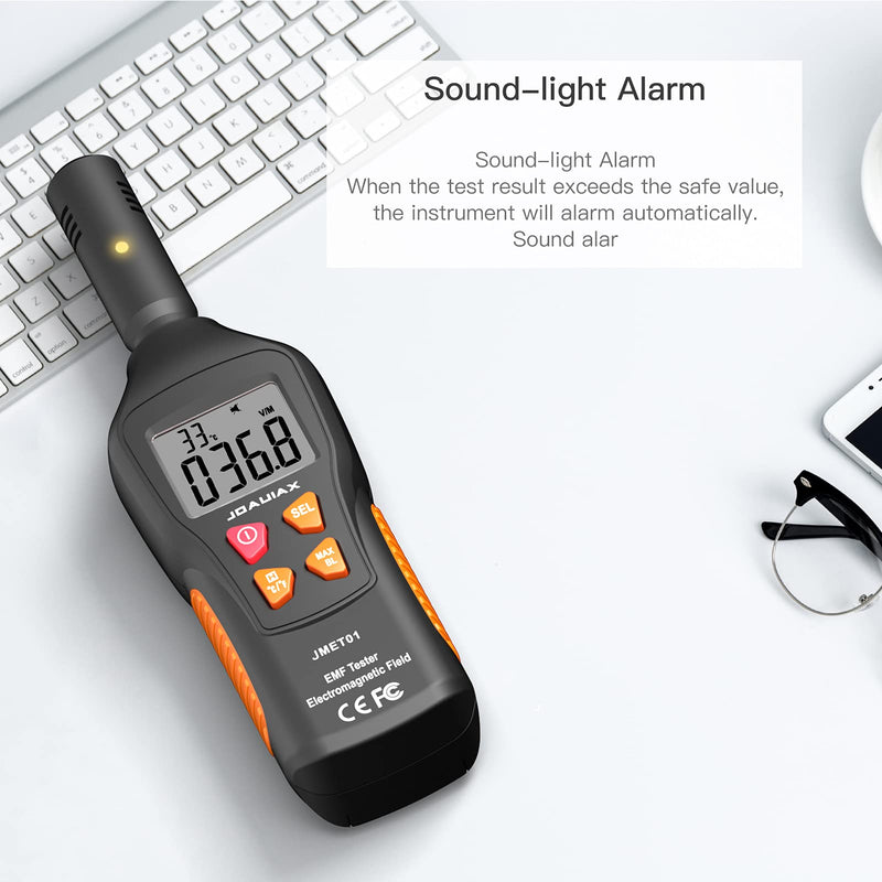 [Australia - AusPower] - JOAUIAX EMF Meter Reader EMF Detector,5HZ—3500MHz Digital Household Radiation Detector,3 in 1 Electromagnetic Field Meter with LCD&Sound-Light Alarm for Home EMF Inspections,Office and Ghost Hunting Black 2.13inch 