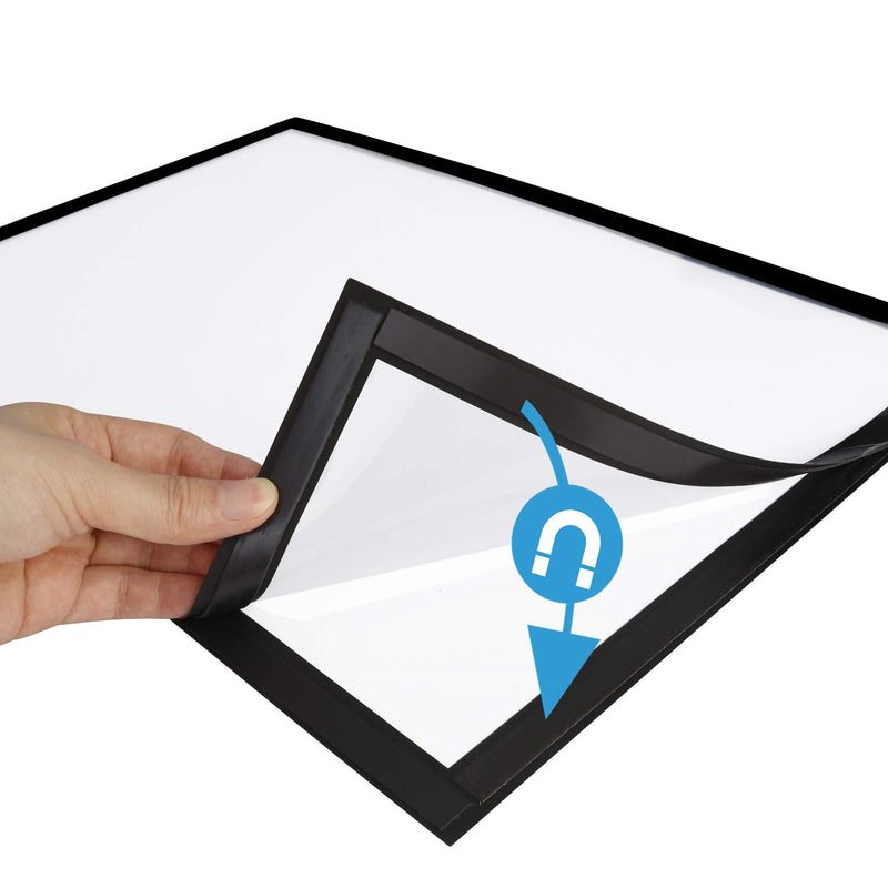 [Australia - AusPower] - MFoffice 11x17 Window Poster Frame Made of Durable PVC and Strong Magnetic,Self Adhesive Flexible Display Frame,Black,Pack of 2 Black 11x17Inch 