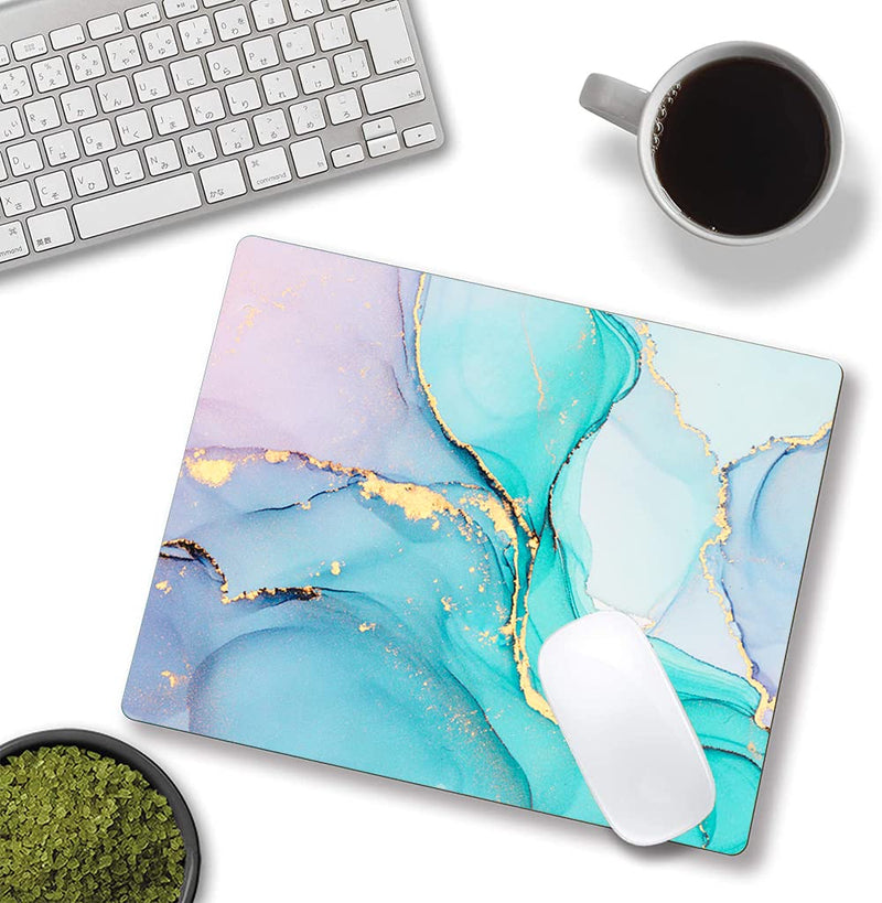 [Australia - AusPower] - Armanza Mouse Pad, Cyan Blue Marble Mouse Pad, Washable Square Cloth Mousepad for Office Laptop, Non-Slip Rubber Base Mouse Pads for Wireless Mouse, Computer Mouse Pads for Desk 01 Marble 