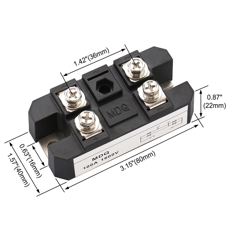 [Australia - AusPower] - Baomain Bridge Rectifier MDQ-100A 100A 1600V Full Wave Diode Module One Phase 