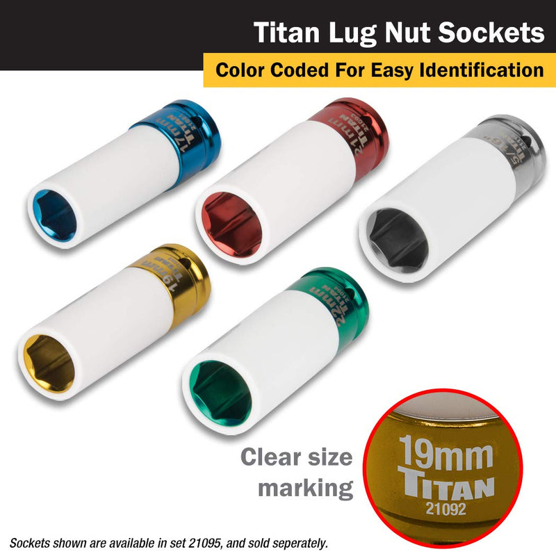 [Australia - AusPower] - TITAN 21092 1/2-Inch Drive x 19mm Non-marring Impact Deep Lug Nut Socket 