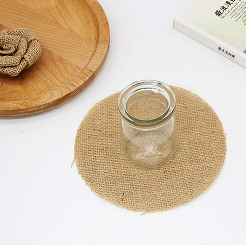[Australia - AusPower] - 12Pcs Rustic Burlap Linen Doilies Mat Round Placemats Cup Mat Coaster Table Decorations for Wedding Holiday Home Party Dining Table, 6 Iinches 