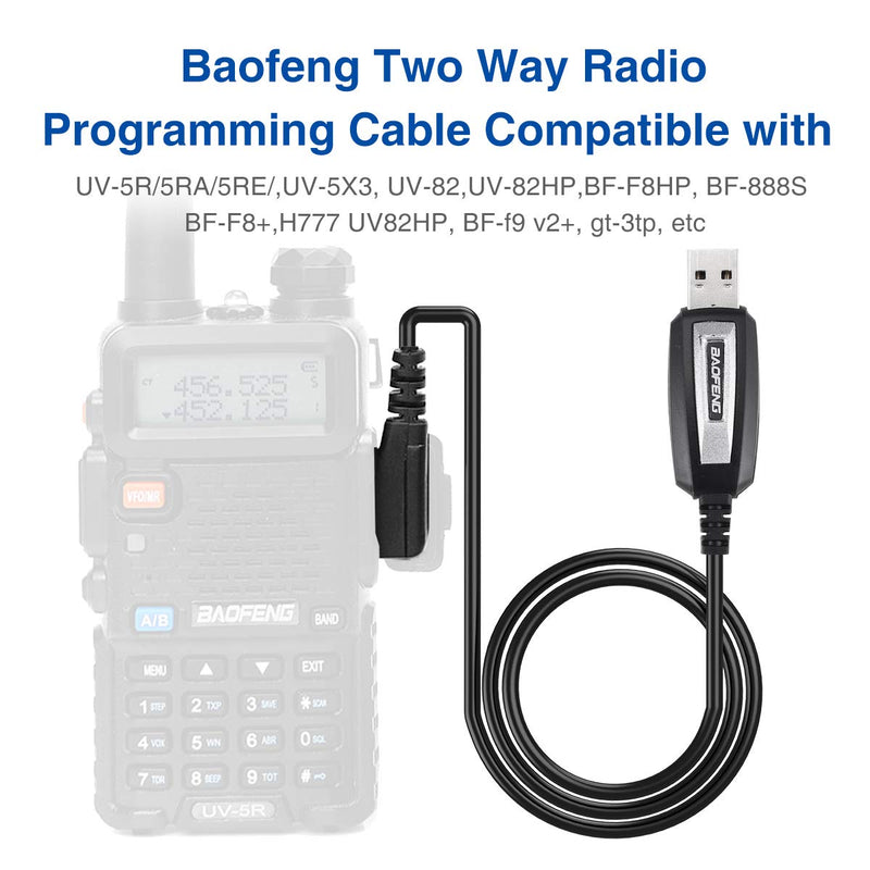 [Australia - AusPower] - Baofeng USB Programming Cable CH340 Chip for GMRS Radio Two Way Radio Baofeng UV-5R BF-F8HP GT-3TP BF-R3 BF-888S BF-82HP UV-9S GM-15PRO Handheld ham Radio transceiver with Driver CD (Black-CH340) Black-CH340 