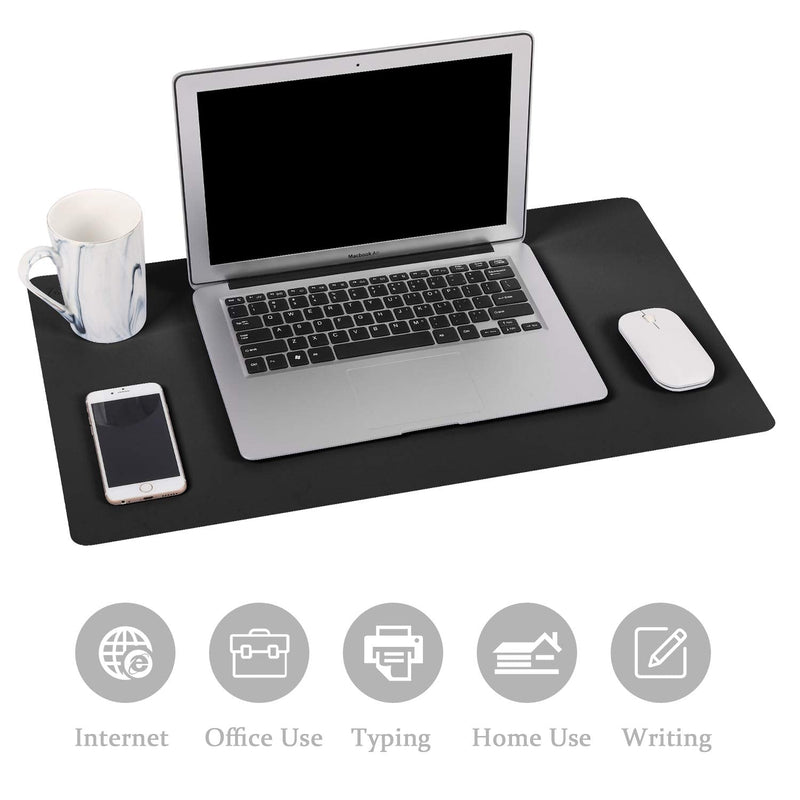 [Australia - AusPower] - TOWWI Dual Sided Desk Pad, 24" x 14" PU Leather Desk Mat, Waterproof Desk Blotter Protector Mouse Pad (Black) Black 24" x 14" 