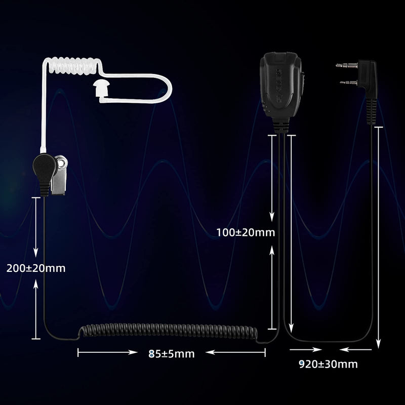 [Australia - AusPower] - Retevis EAK005 Walkie Talkie Earpiece with Mic 2 Pin, Earpiece with Coil Tube, Compatible with Retevis RT22 RT21 H-777 RT68 RT19 UV-5R Walkie Talkies, Acoustic Tube 2 Way Radio Headset (4 Pack) 