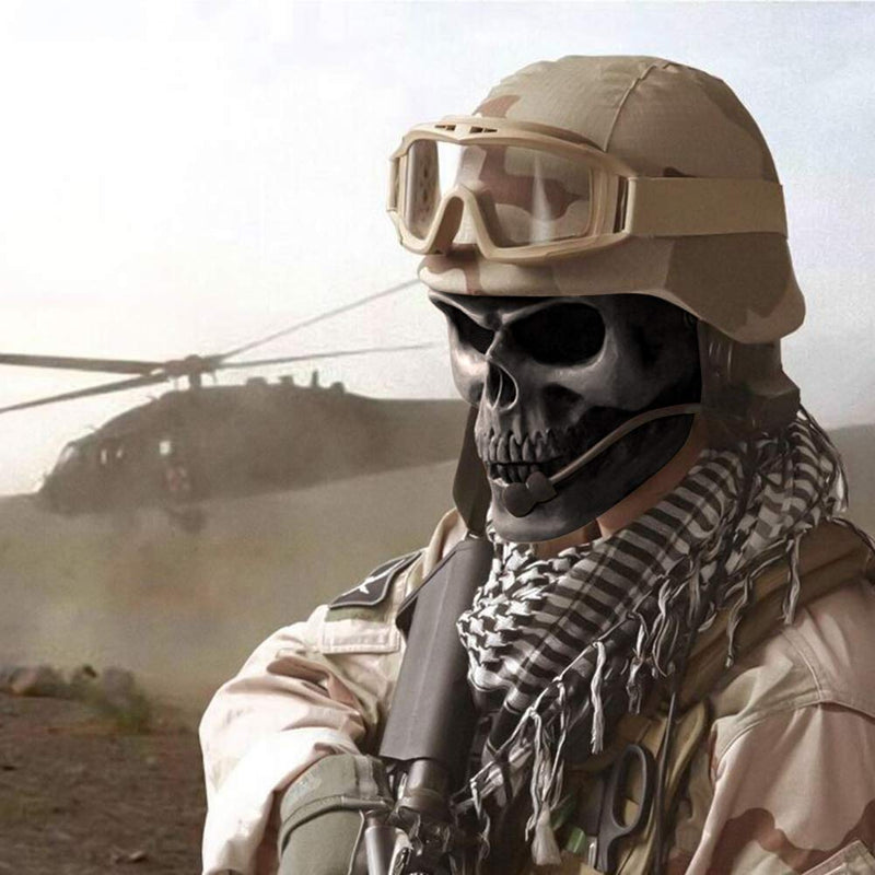 [Australia - AusPower] - Flantor Spooky Skull Face Mask for Airsoft Paintball Motor Racing Polarized Lens Black 