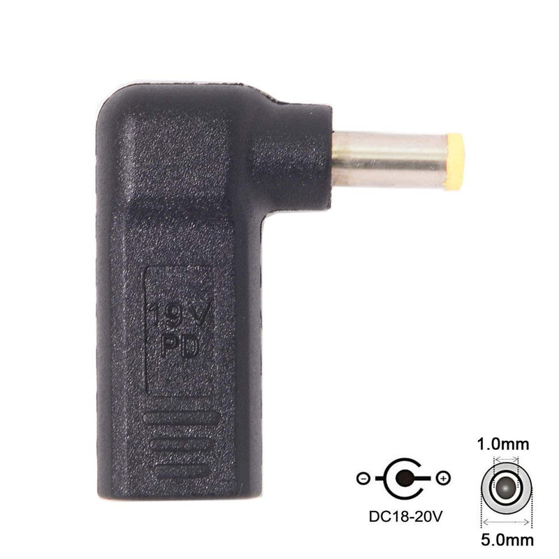 [Australia - AusPower] - CY USB 3.1 Type C USB-C to DC 5.0x1.0mm Adapter Emulator Trigger 90 Degree Angled Yellow Connector 