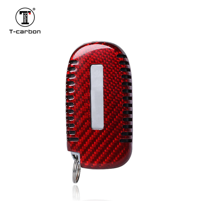[Australia - AusPower] - MissBlue Carbon Fiber Key Fob Cover for Jeep Car Remote Key, for Jeep Cherokee Compass Grand Cherokee SRT Renegade Smart Car Key, Light Weight Glossy Finish Key Fob Case - A Style - Red 