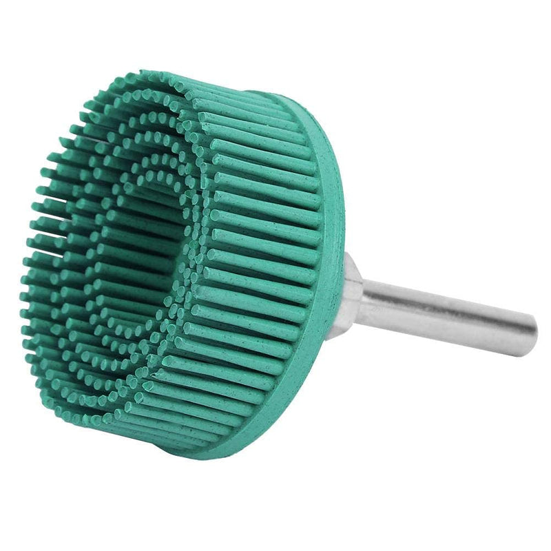 [Australia - AusPower] - Bristle Disc with Connecting Rod, Electric Drills Accessories for Metal Fine Finishing Cleaning Polishing Grinding Deburring Removing Rust Scratches(Green 50#) 