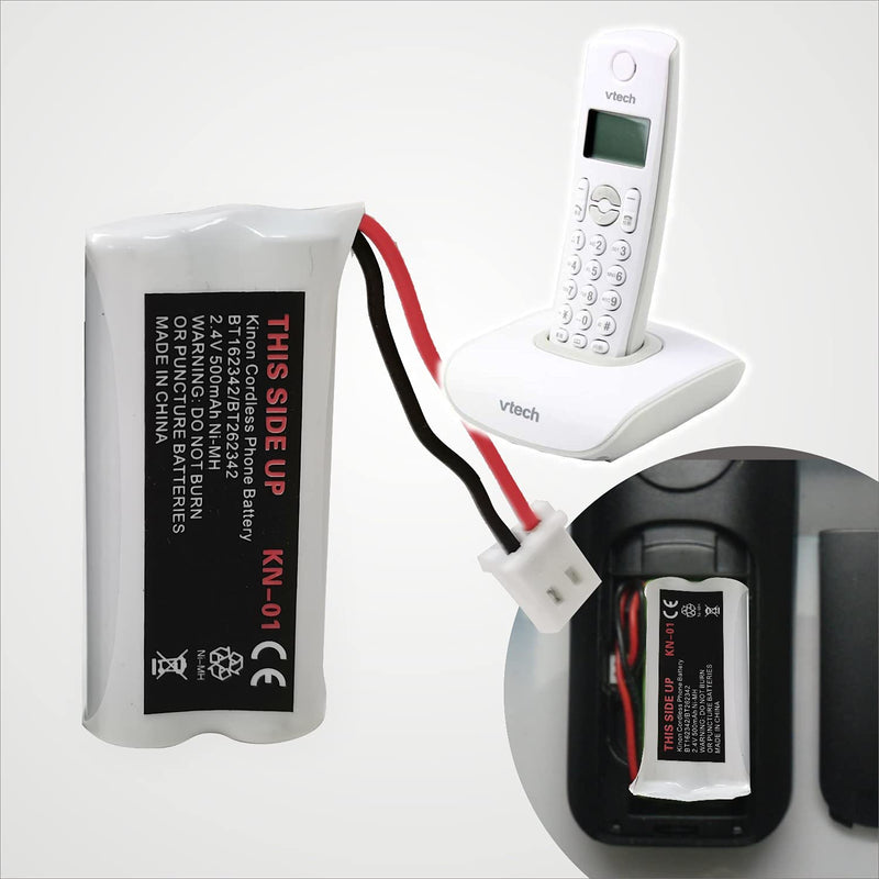 [Australia - AusPower] - Kinon 2-Pack Cordless Phone Battery NiMH AAA 2.4V 500mAh Replace BT162342 BT262342 BT166342 BT266342 BT183342 BT283342 Compatible with VTech CS6124 CS6409 AT&T CL80100 CRL32302 EL52100 TL30100 