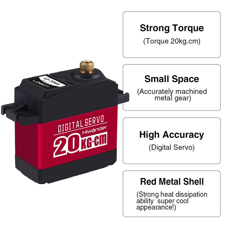 [Australia - AusPower] - 20KG Digital Servo Full Metal Gear High Torque, Aluminium Case Waterproof for Robot DIY (Control Angle 180) 