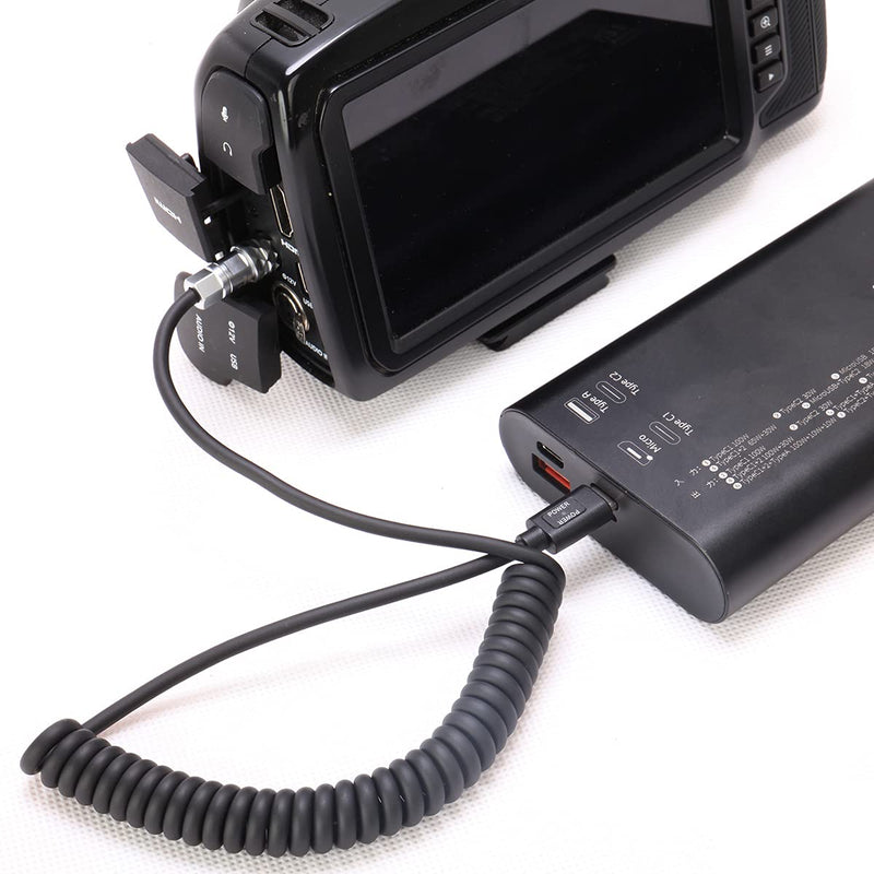 [Australia - AusPower] - SZRMCC BMPCC 4K 6K SF610 2 Pin to USB C Type-C PD Trigger Coiled Power Cable for Blackmagic Pocket Cinema Camera 4K 6k 