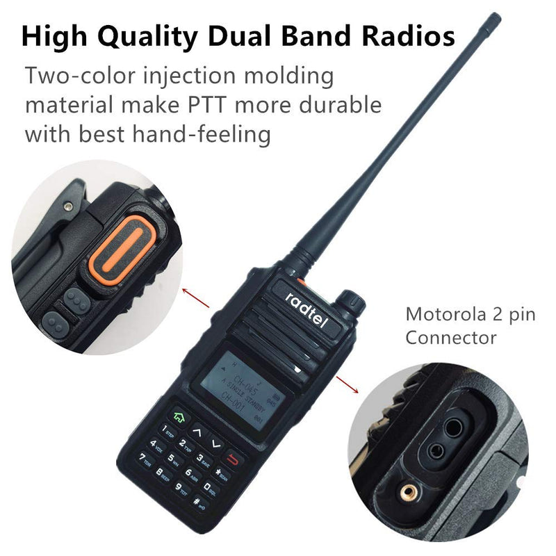 [Australia - AusPower] - Radtel RT-480 5 Watt 256CH IP67 Long Range Dual Band Waterproof Walkie Talkie Portable Two-Way Radio for Hiking Camping 