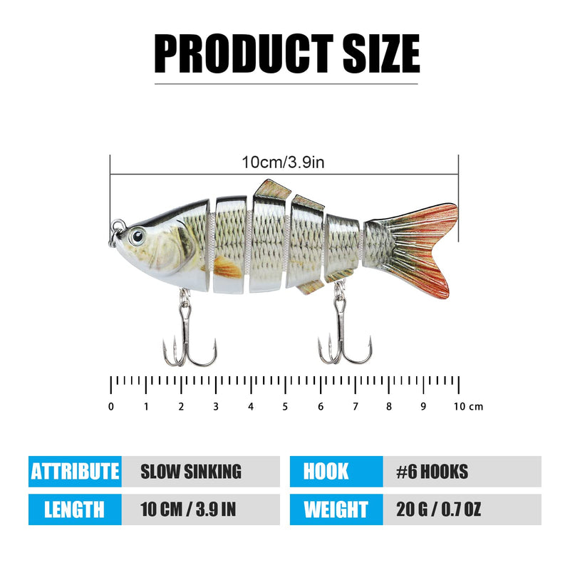 [Australia - AusPower] - TRUSCEND Fishing Lures for Bass Trout Segmented Multi Jointed Swimbaits Slow Sinking Swimming Lures for Freshwater Saltwater Fishing Lures Kit 