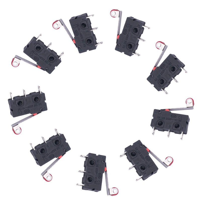 [Australia - AusPower] - Taiss 10pcs Momentary Micro Limit Switch with Roller Lever Arm SPDT Micro Switch AC 250V 5A 1NO 1NC 3 Pins Mini Switches SS-5GL2 