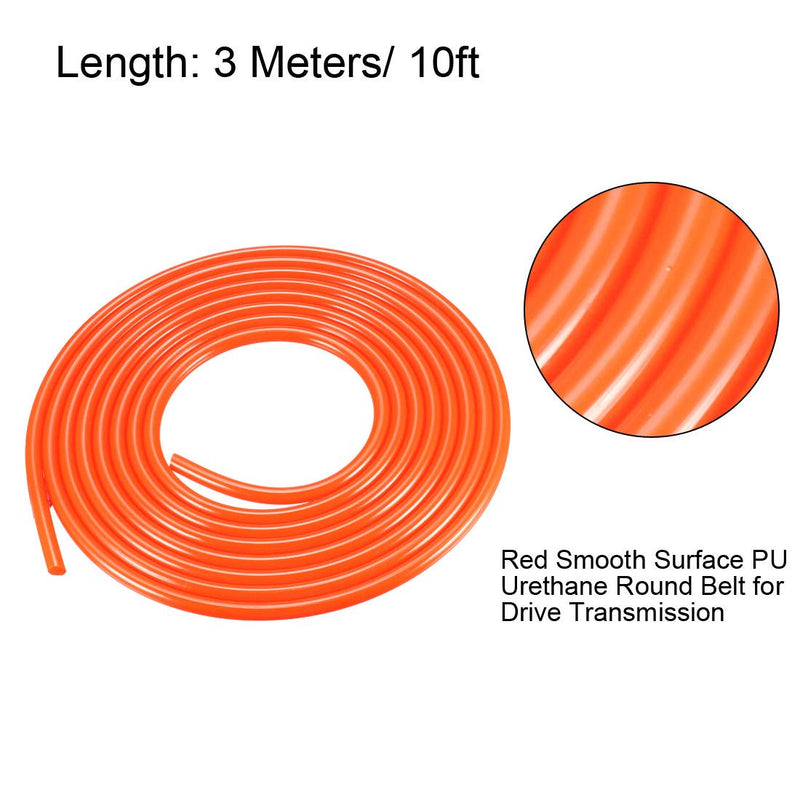 [Australia - AusPower] - uxcell 10ft 6mm PU Transmission Round Belt High-Performance Urethane Belting Orange for Conveyor Bonding Machine Dryer 