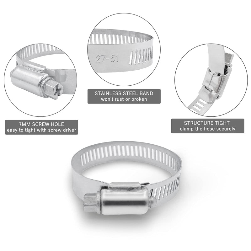 [Australia - AusPower] - Hose Clamp, Stainless Steel Hose Clamps for 1 1/2 Inch to 2 1/2 Inch Hose Pipe Large Adjustable Worm Gear Hose Clamps Assortment Kit for Automotive Radiator Fuel Line Mechanical, 10 PCS Hose Clamp Set 1-1/2 inch to 2-1/2 inch 