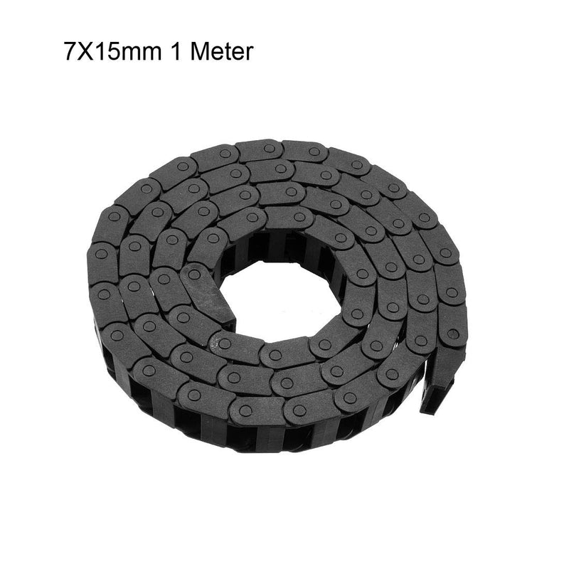 [Australia - AusPower] - uxcell Drag Chain Cable Carrier Closed Type with End Connectors 7X15mm 1 Meter Plastic for Electrical CNC Router Machines Black 7mmX15mm 