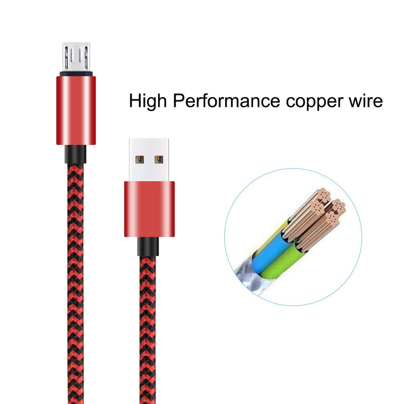 [Australia - AusPower] - Micro USB Cable,[10ft3Pack] by Ailun,High Speed 2.0 USB A Male to Micro USB Sync & Charging Nylon Braided Cable for Android Smartphone Tablets Wall and Car Charger Connection [RedBlack] 10ft RedBlack 